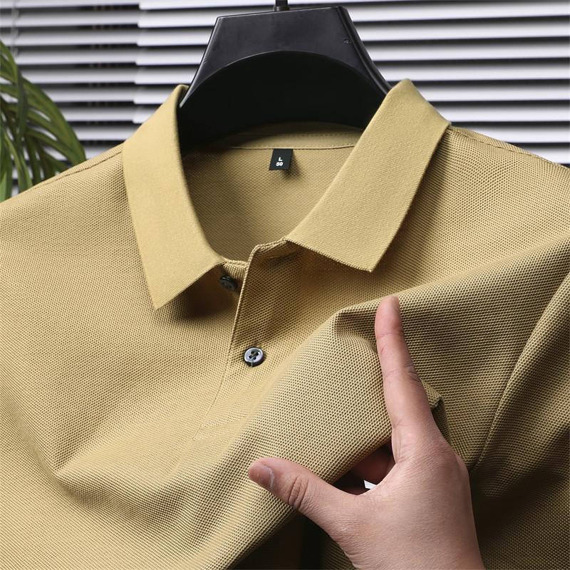 

Heavy 240G Cotton Polo Shirt Short-Sleeved T-Shirt Men S Lapel Solid Color Business Casual High-End Short 3XL жовтий