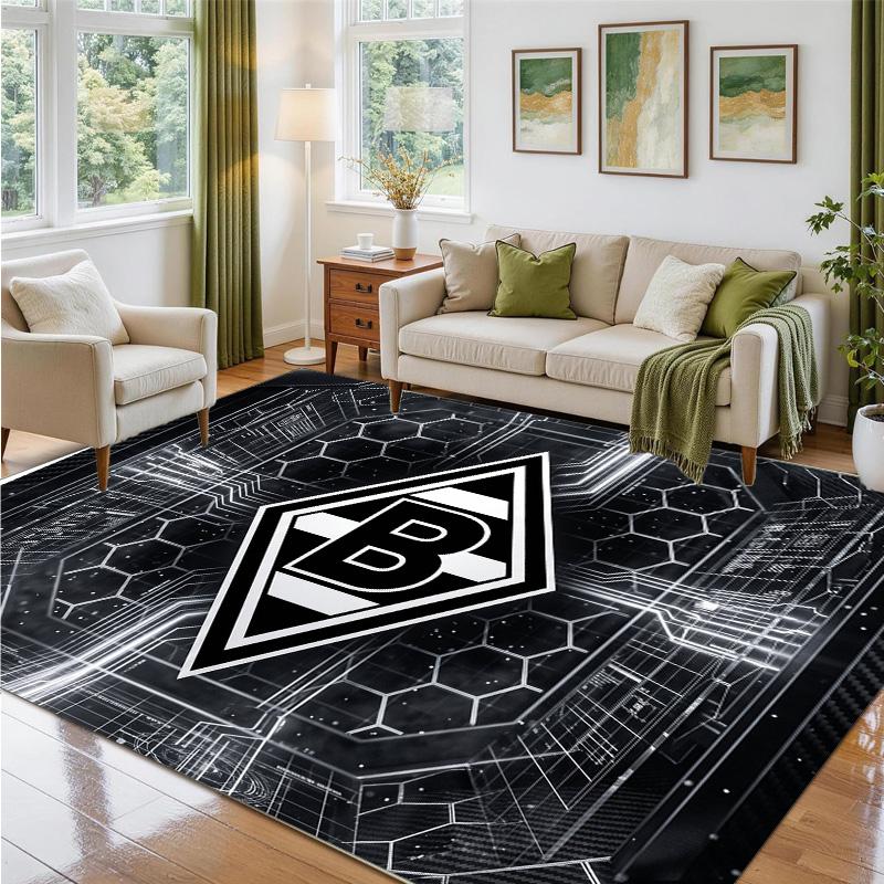 Borussia Mönchengladbach Design Crystal Velvet Rug Soft Decorative Mat for Bedroom Entrance