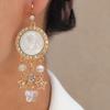 [Pair of Angelic Earrings] Vintage-Inspired Angelic Earrings with Sparkling Rhinestones, Star & Heart Charms - Zinc Alloy, Perfect for Women's Date Ni