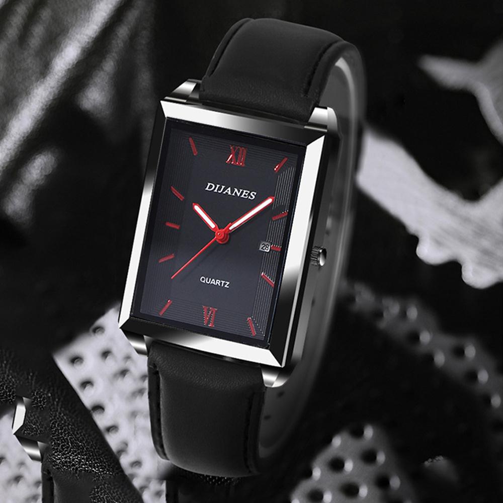 2pcs/set Couple Fashion Watch Set, PU Leather Strap Square Dial Roman Numeral Design Watch | Elegant Watches | Gifts