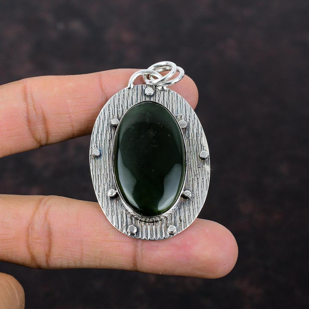 Vasonit-Anhänger, echter Edelstein-Schmuck, 925er-Sterlingsilber-Anhänger, handgefertigter einzigartiger Schmuck, Silber-Anhänger, Geschenk für Frau, Statement-Anhänger