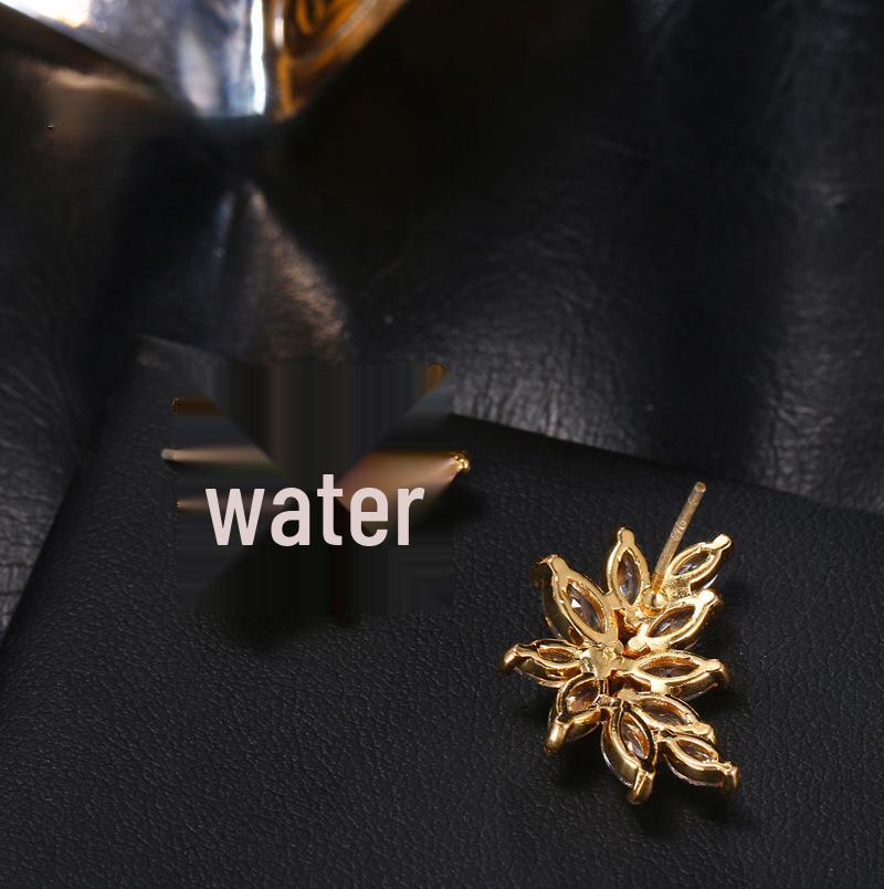 Elegant Copper Zircon Leaf Earrings - Luxury Evening Dress & Bridal Accessories