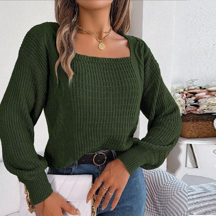 Vintage Løs Langermet Cardigan Genser Ensfarget Strikk O-hals Topp Høst Vinter