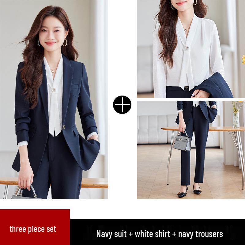 2024 Women's Gray Professional Suit Set - Spring/Autumn High-End Jacket for Workplace, Commute, or Interview