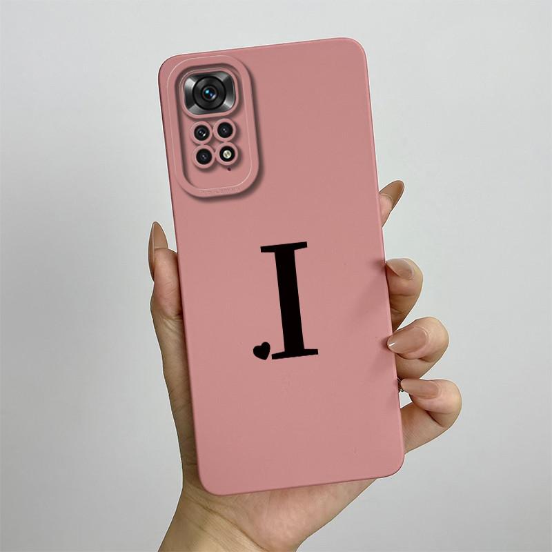 For Xiaomi Redmi Note 11 11S 4G 5G Case Cute Initial Letters Soft Liquid Silicone Shell For Redmi Note11 11 S 11 Pro Funda Capa