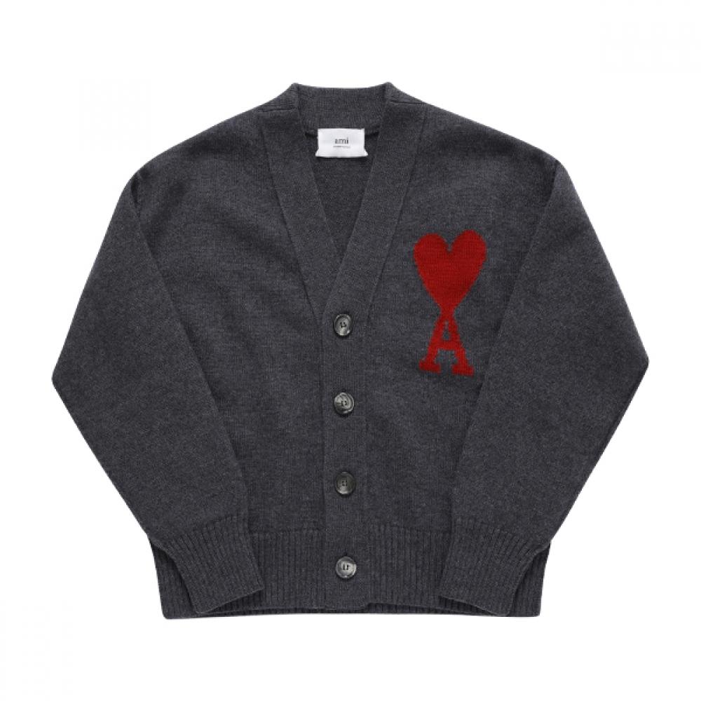 

Ami Big Heart Logo Intarsia V Neck Cardigan Bfukc006 BFUKC006 018 084 (XXL)