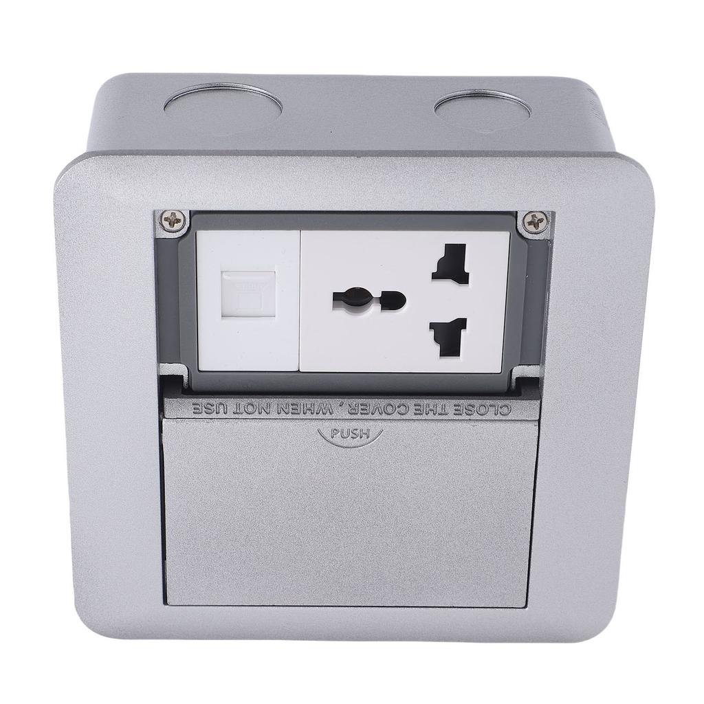 Desktop Socket Box 3 Prong Outlet and Network Port Double Door Recessed Floor Power Strip 4000W 16A