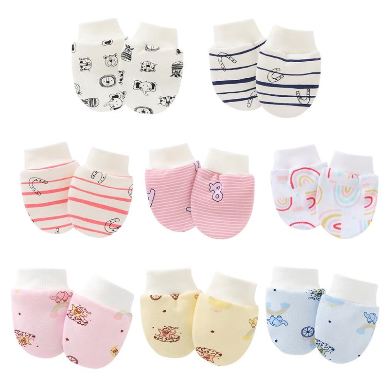 Solid Color No Scratch Mitts Baby Anti Scratching Soft Cotton Gloves Newborn for Protection Face Scratch Hands Gloves
