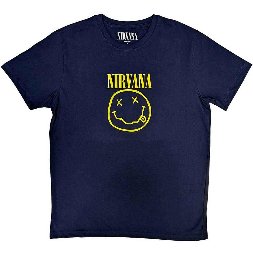 

26 Nirvana Yellow Smile Blue Licensed T-Shirt Men s- Unisex T-Shirt XXXL