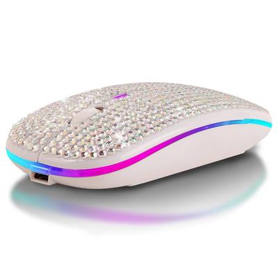 Bezprzewodowy Bluetooth z cyrkoniami DPI Sztuczny diamentowy światło z dla Kompatybilny z i Android Mysz, 2.4G, Akumulatorowy, Pokrowiec, Trójpoziomowy