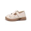 Girls Leather Shoes Heart Hollow Princess Sweet Classic Cut-outs Breathable T-strap 2025 Spring Summer New Kids Flats Chic Soft