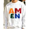 1pc Men'S Hoodie, Streetwear Graphic Print Amen Letter Design, Casual Daily Wear Men'S Top, Plus Size