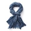 Fashion Crinkle Cotton Linen Scarf For Men Women Autumn Winter Warm Neckerchief Black Soft Shawls Wraps Male Accessories Scarves
