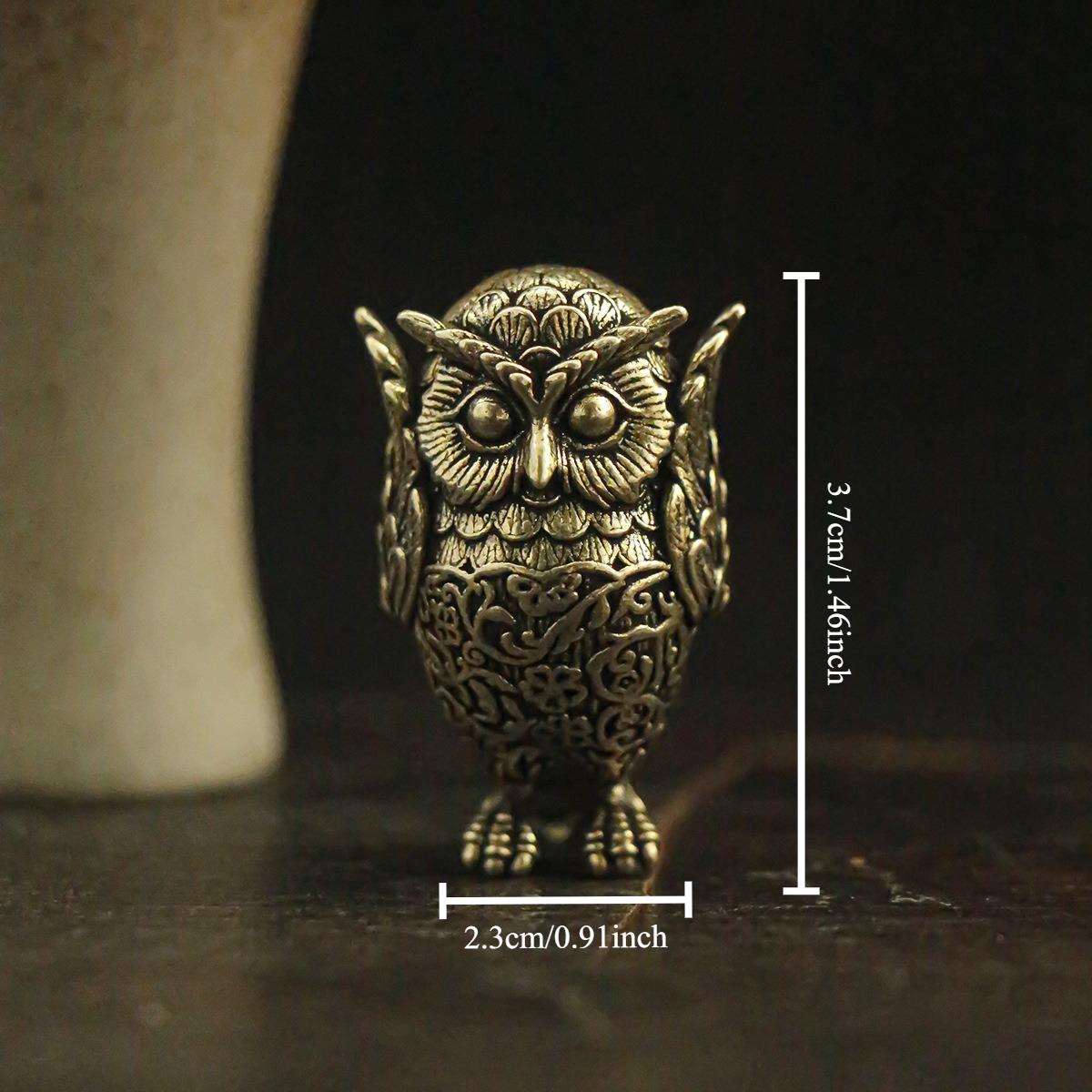 

Vintage Solid Brass Owl Statue Ear Covering Animal Sculpture Desktop Home Office Decor Bookshelf Decoration Unique Gift Ideas
