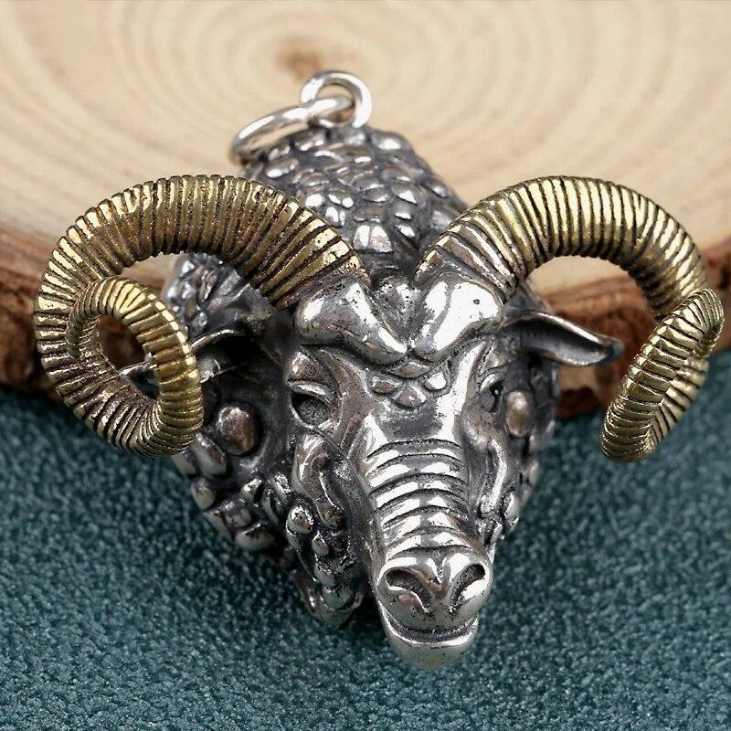 Collana con ciondolo a forma di testa di toro nordico punk retrò per uomo, gioielli classici con personalità animale