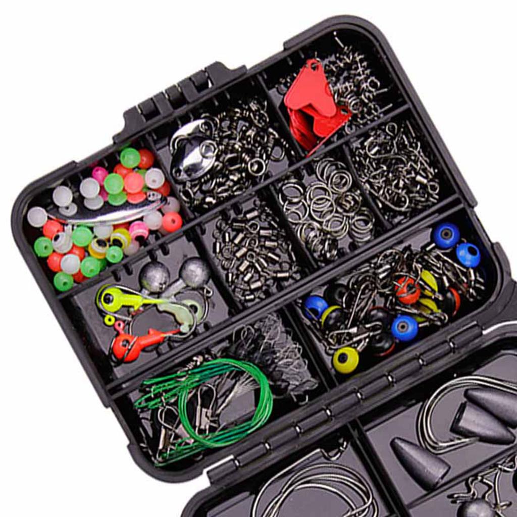 257PCS Fishing Lure Set Metal ABS Corrosion Resistance Anti Winding Fishing Hook Kit for Outdoor with Black Storage Box