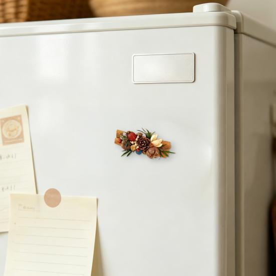 Dried Wood Fruit Refrigerator Magnet Handmade Rustic Natural Plants Pine Cone Decorative Fridge Magnet Photo Holder Home Office Decor