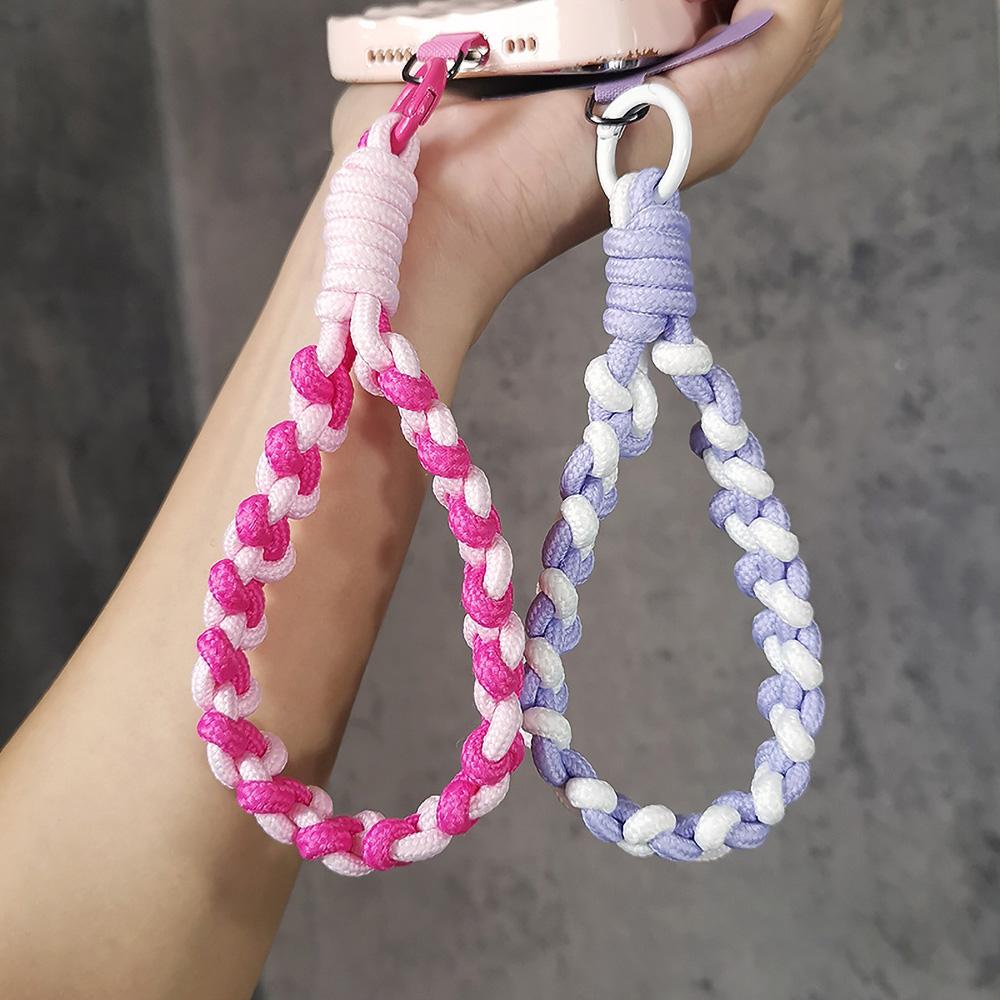 Macaron Dopamine Colored Short Strap Mobile Phone Chain with Clip Wrist Strap Keychain Wallet Lanyard