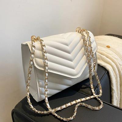 Modische Retro-Einschulter-Umhängetasche für Damen, kleine quadratische Tasche, einfache Damen-Ketten-Umhängetasche