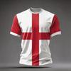 Men's England Supporter Soccer Jersey Short Sleeve Crew Neck Football Fan Tee with Graphic Print and Contrast Sleeves for World Cup Events
