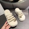 Fashion Thick Soled Sandals Women's New Open Toe Black Beige Slippers Sandals 7CM Summer Female Roman Beach Platform Heels Women Slides