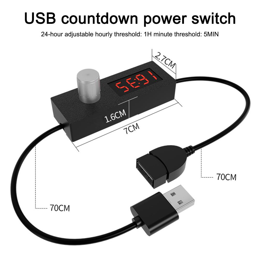 Automatic USB Countdown Timer Power Off Switch with 24H Adjustable Timing for Fish Tank and Appliance Management
