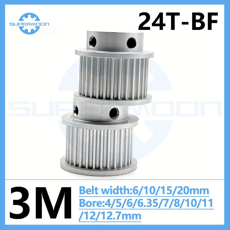 HTD 3M 24 Teeth Timing Pulley Bore 4/5/6/6.35/7/8/10/12/12.7mm For Belt Width 6-15mm Aluminum Alloy Transmission Gear Pulley For belt width 10mm
