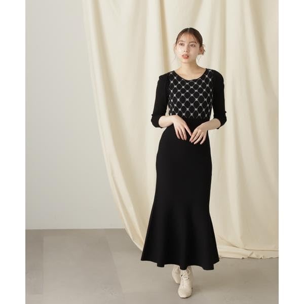by Jill Casual Logo Jacquard Mermaid Knit Gray [Jill Stuart] Dress, Dress, Women's,
