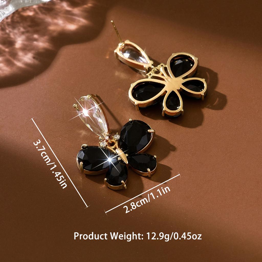 Korean style exquisite niche diamond inlaid butterfly earrings, simple and fashionable earrings wholesale