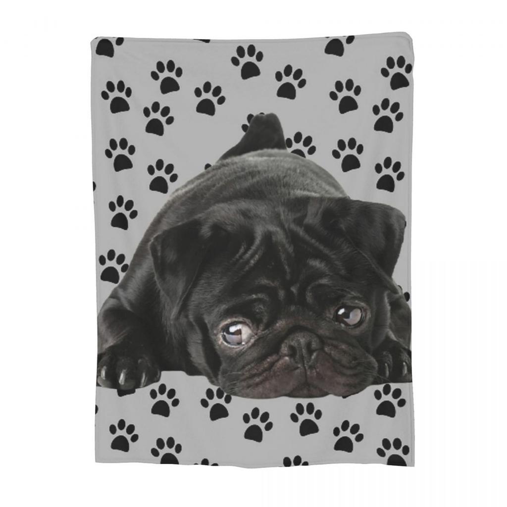 Dog Sherpa Cute Pug Dog Animal Theme Blankets Flannel Throw Blanket Lightweight Throw Blankets for Bedding Throws Bedspread