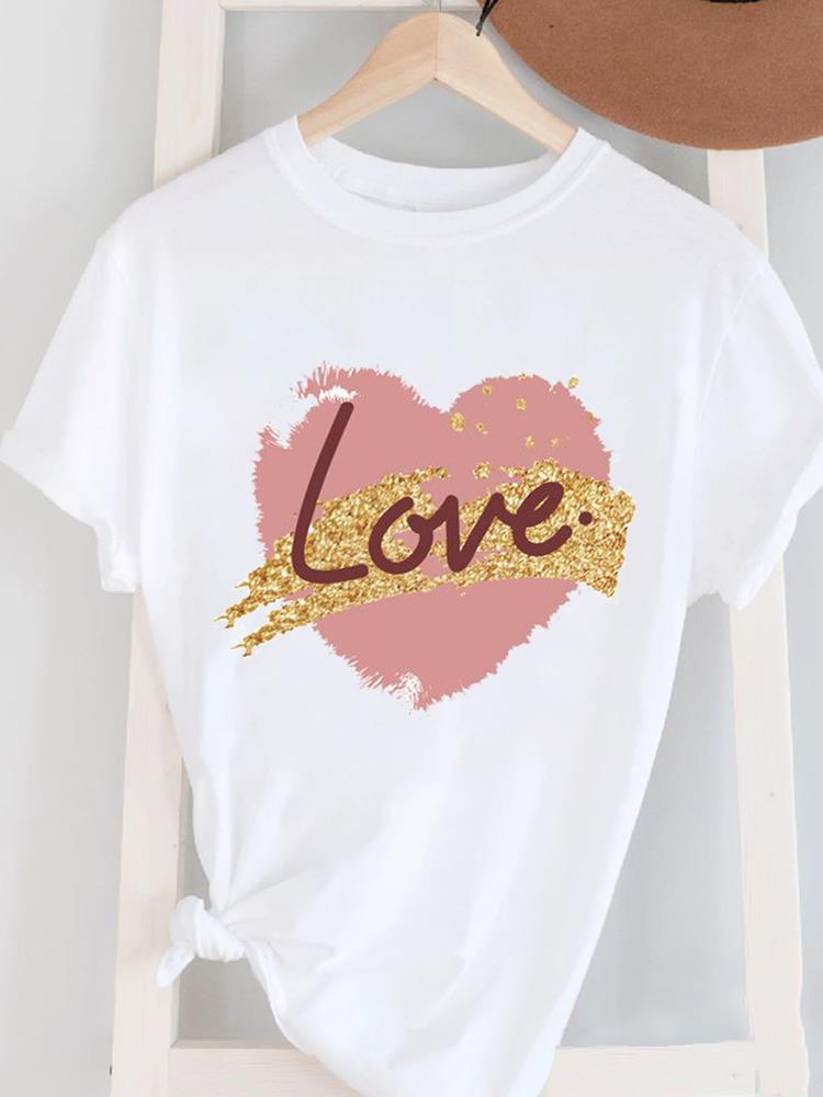 (Asian Size) letter trend 90s lovely Women's Top T Female Print Short Sleeve T-shirts Fashion O-neck Casual Clothing  Graphic Tee