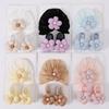 Baby Turban Hat Soft Stretchy Flower Headwear for Infant Stylish Bonnet Caps with Matching Socks Clothing Accessory