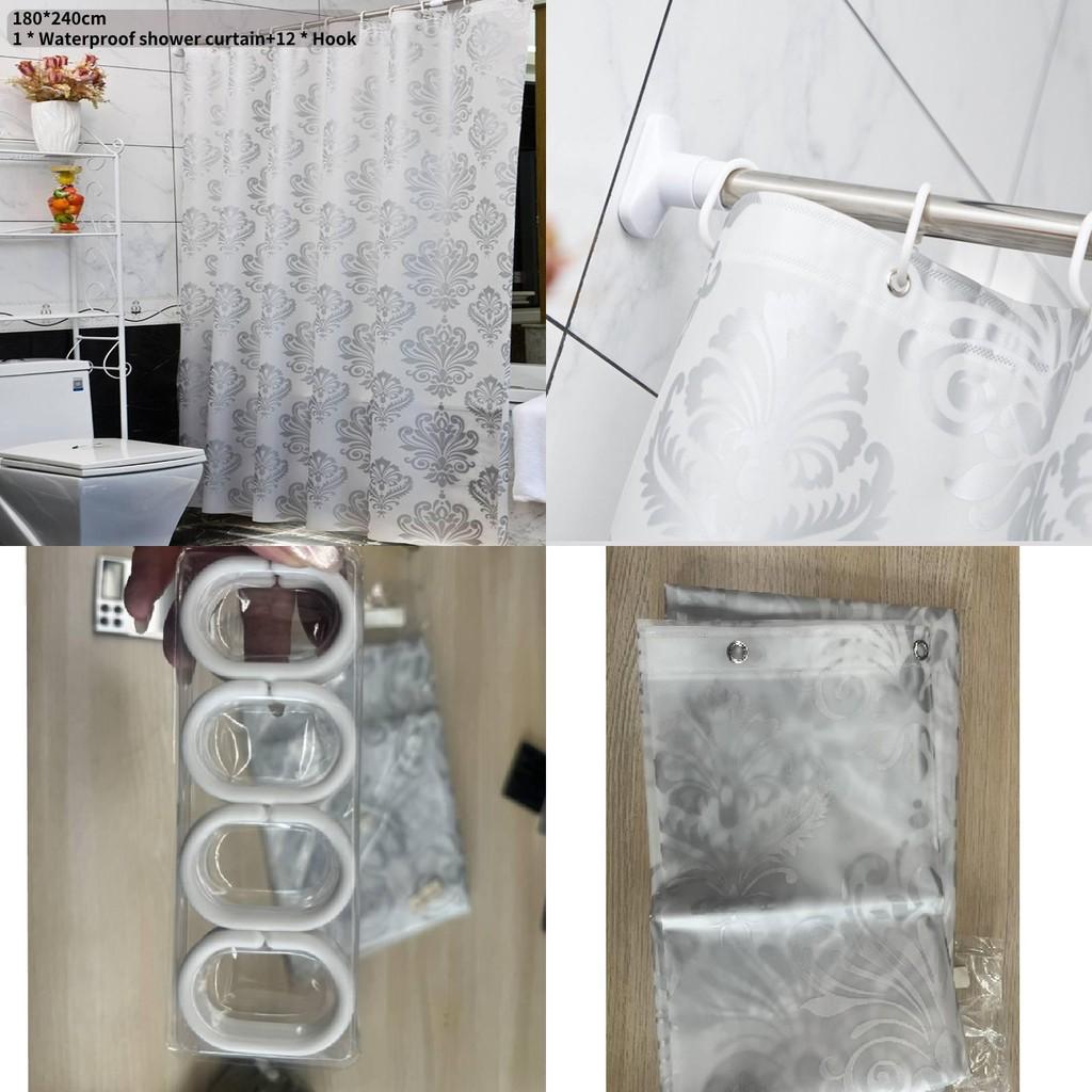 Thickened European Peva Waterproof Bathroom Curtain With Geometric Abstract Design For Shower Privacy And Decor