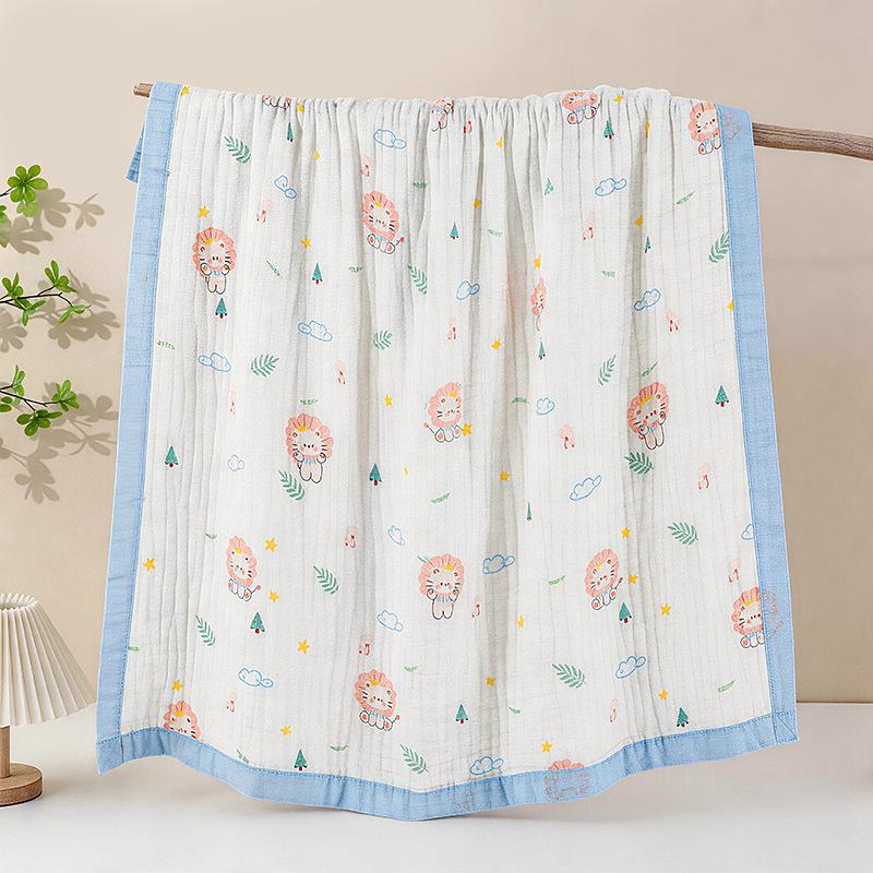 Grade A All-Cotton 6-Layer Baby Bath Towel - Soft, Absorbent, Printed Gauze for Newborns