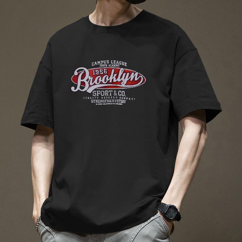 Simple T-shirt Men's print Summer Trendy Printed Cotton Short Sleeved Loose Trendy Breathable T-shirts
