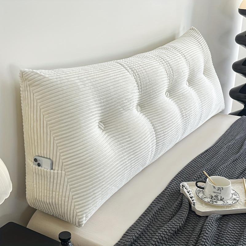 

Pillow for Bed Reading, Striped Back Rest Cushion with Zipper, Lumbar Support Pillow for Sofa Sitting, Washable Headboard Pillow 150x50x20cm белый