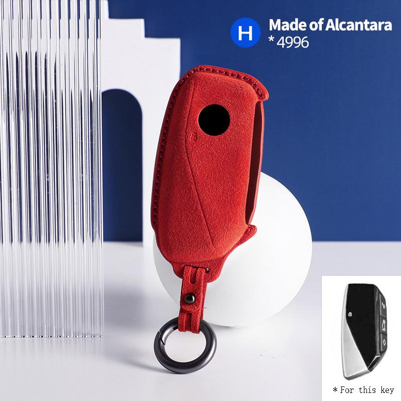 Interior Mouldings Alcantara Car Key Case Shell Cover For BMW Series 7 735 i 740 Li X7 X1 U11 2023 I7 G07 LCI XM Keychain Protec