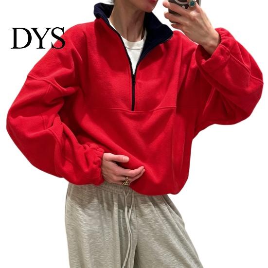 Lady Sweatshirt Women Solid Color Collared Sweatshirt, Loose Half Zipper Collar Pullover Top Top, Casual Sports Long Sleeve Outfits for Autumn Winter