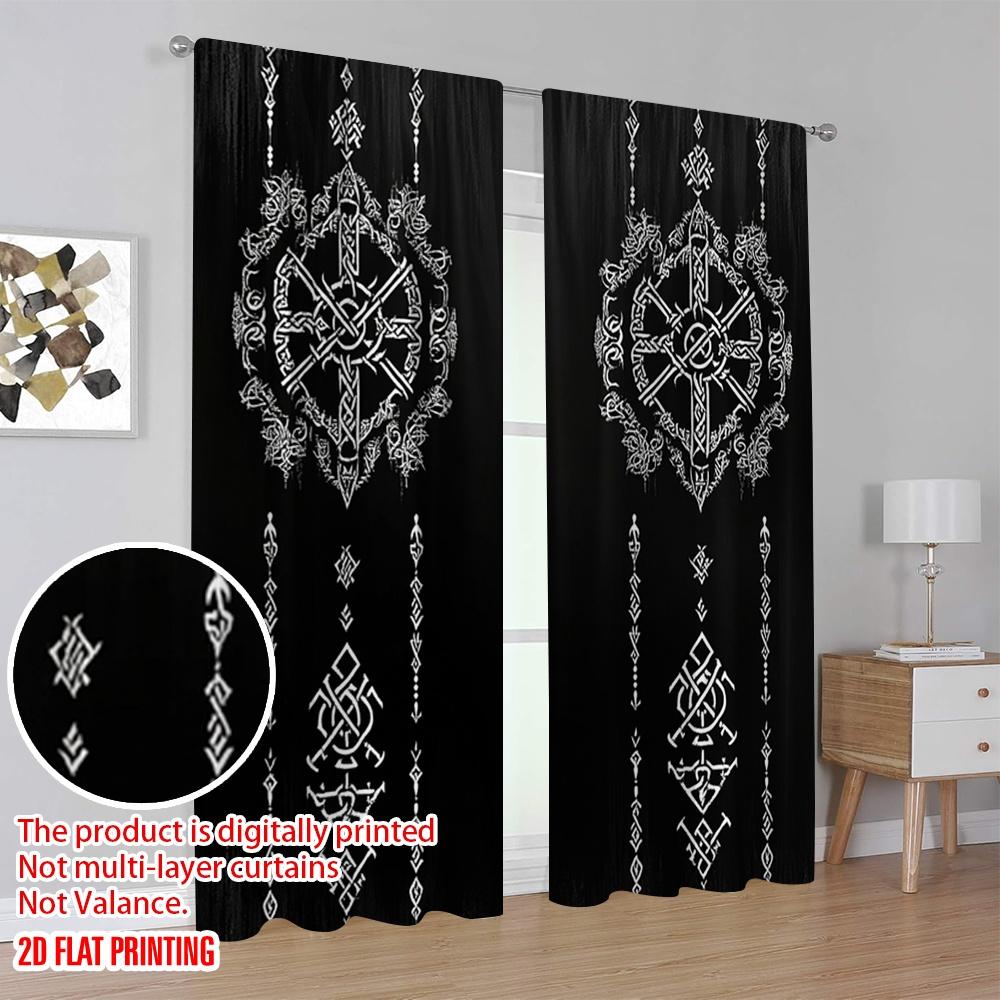 2pcs Drapes Viking Symbol Light Filter Family Party Perfect for Holiday Celebrations