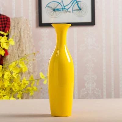 Yellow Color Ceramic Vase Big Size Flower Porcelain Vase Modern Fashion Tabletop Vase Home Wedding Christmas Decoration