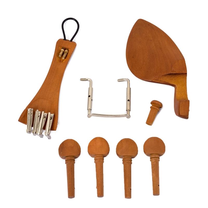 Chinrest Endpin Tailpiece Tuning Pegs Ebony Chin Rest for 4/4 Violin Replacement