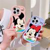 Mickey Minnie Mouse Cartoon Phone Case For iPhone 17E 11 12 13 14 15 16 17 Pro Max 16e 17Air 13 Plus Wave Side Candy Color Cover