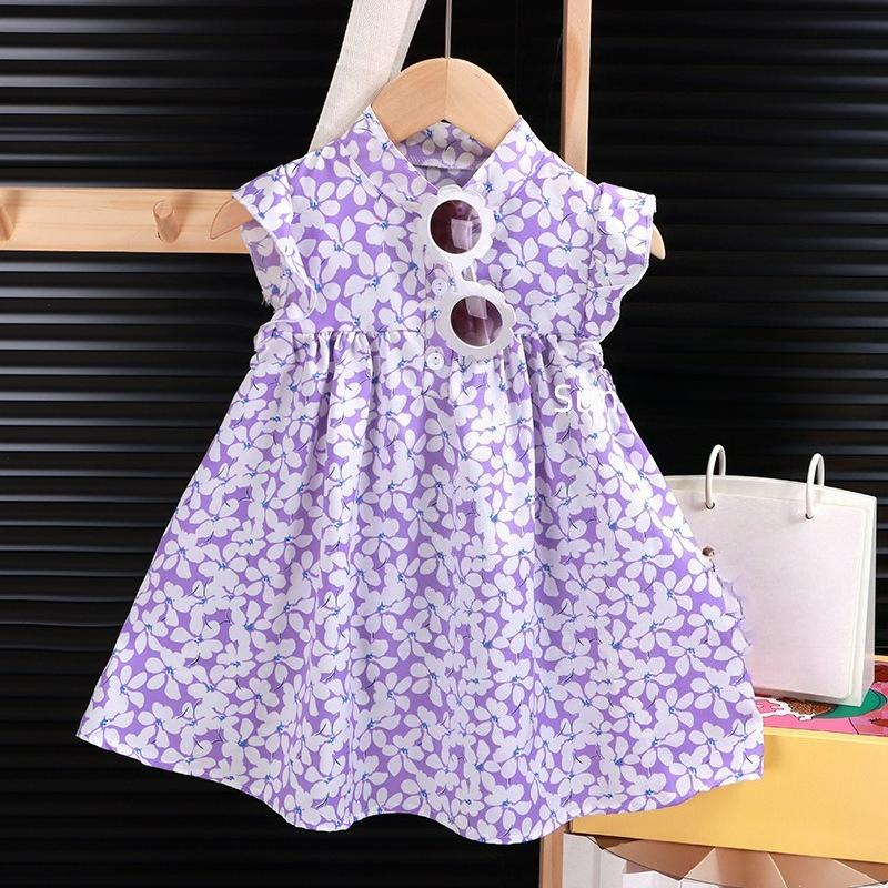Girls' Floral Dress, A-line Group, Western Style, Cute Princess Dress, Children's Fluffy Skirt, Summer Dress, Children's Class A Skirt