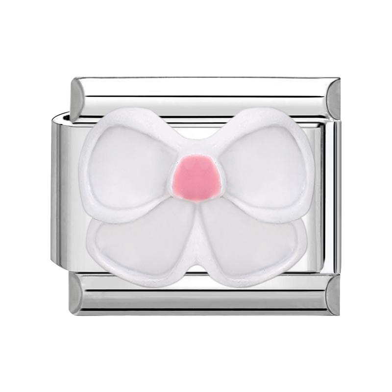 Sweet Cute Bow Knot Butterfly Pink Blue Heart Italian Charm Links Fit 9mm Stainless Steel Bracelet Women DIY Making Zircon Gift