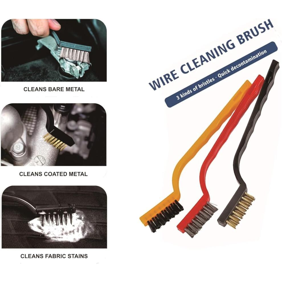 10pcs Car Detailing Brush Set with MultiSize Brushes, Wire Brushes and Soft Bristle Interior Dusting