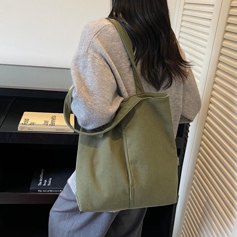 

Women s Velvet Canvas Tote Bag - Single Shoulder, Simple Handbag, Large Capacity, Casual Style 32*10*34 cm зелёный