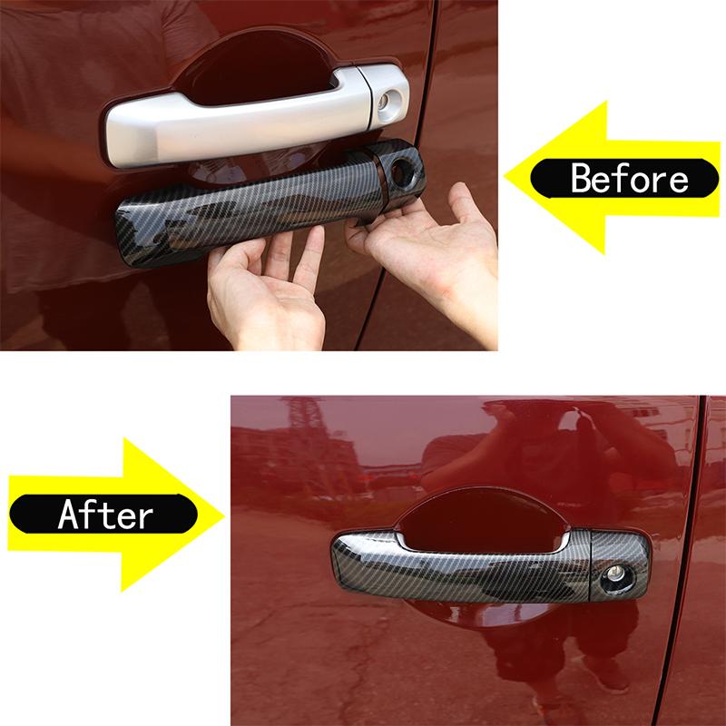 For Toyota FJ Cruiser 2007-2021 ABS Carbon Fiber/Silver/Matt black Car Outer Door Handle Cover Trim Auto Accessories Stickers