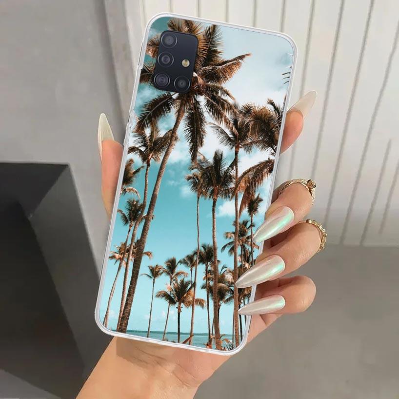 Summer Beach Sunset Sea Palm Tree Phone Case for Samsung Galaxy A52 A32 A22 A12 A02S A50S A30S A10S Note 20 Ultra 10 Plus S10 A3