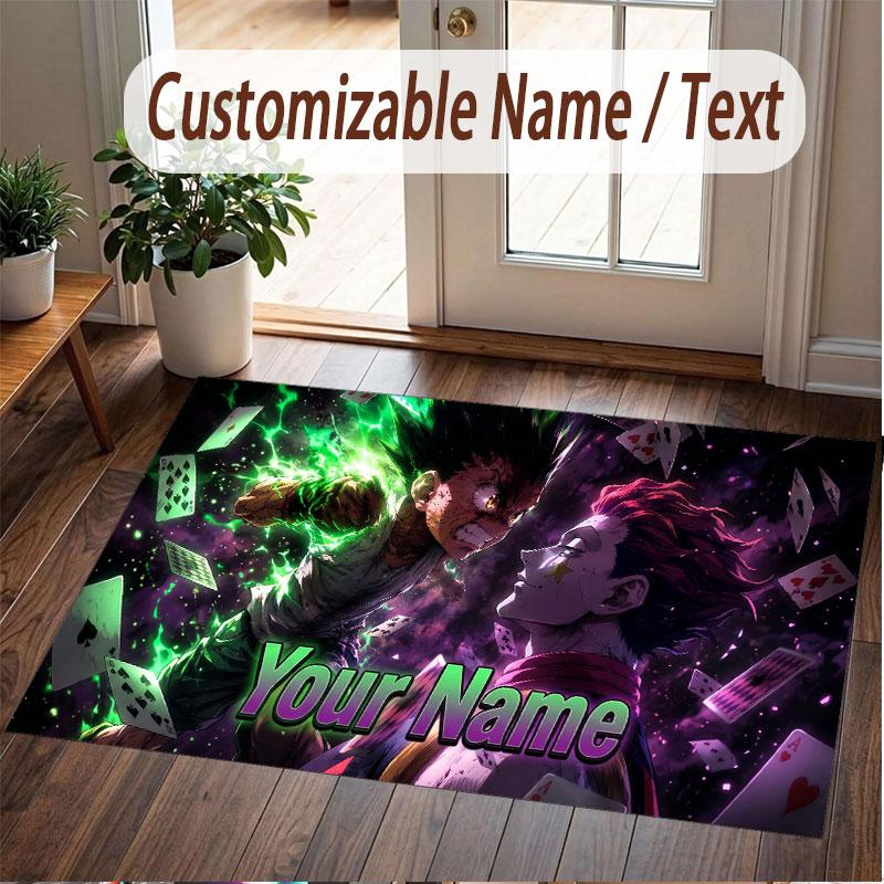 Custom Name Crystal Velvet Rug,Hunter × Hunter Comfortable Anti Slip Floor Mat For Room Decoration