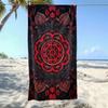 Donkere Boho Bloemen Strandlaken Boho Gotisch Bloemendruk Sneldrogende Badhanddoek Zachte Absorberende Handdoek voor Zomer Vakantiegebruik